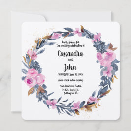 Invitación Boda de corona floral bonita