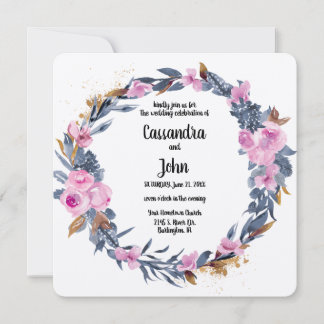 Invitación Boda de corona floral bonita