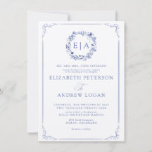 Boda de corona floral de caligrafía formal elegant