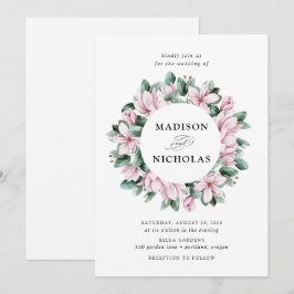 Invitación Boda de Corona Floral de Magnolia y Eucalipto