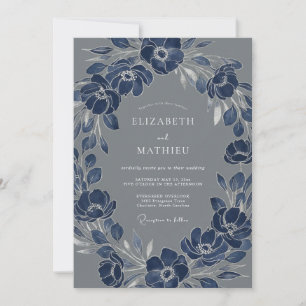 Invitación Boda de corona floral delicada de la Marina