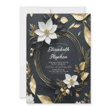 Boda de corona floral elegante en negro, blanco y 