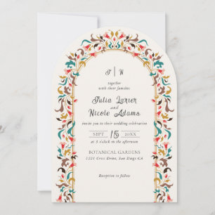 Invitación Boda de corona floral elegante romántica moderna