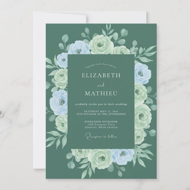 Invitación Boda de Corona Floral Sage (Anverso)