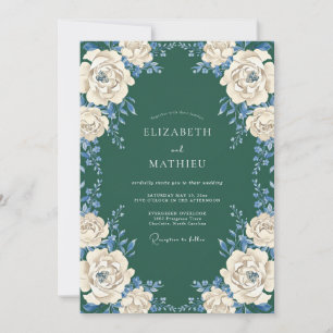 Invitación Boda de Corona Floral Verde Profundo
