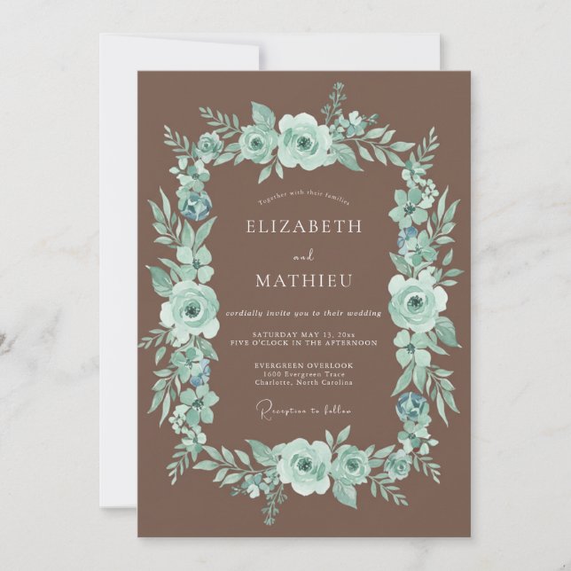 Invitación Boda de Corona Opulenta Turquesa (Anverso)
