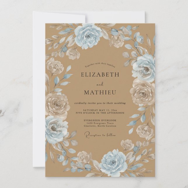 Invitación Boda de Corona Tan Azul (Anverso)