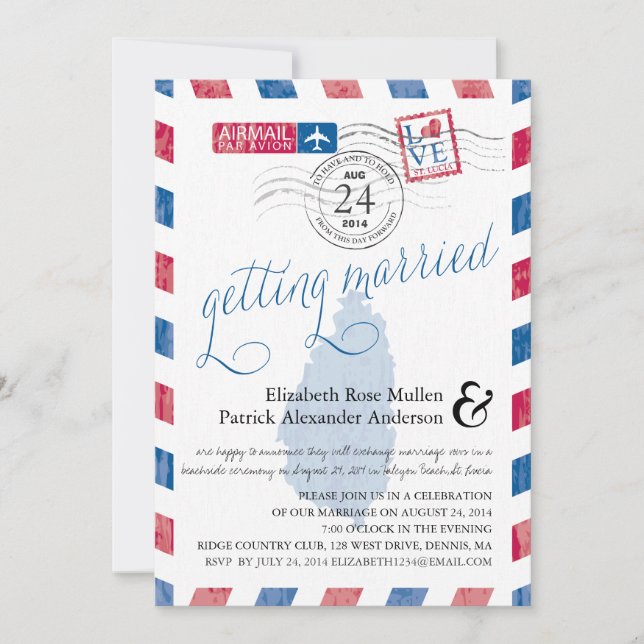 Invitación Boda de correo aéreo de Santa Lucía (Anverso)