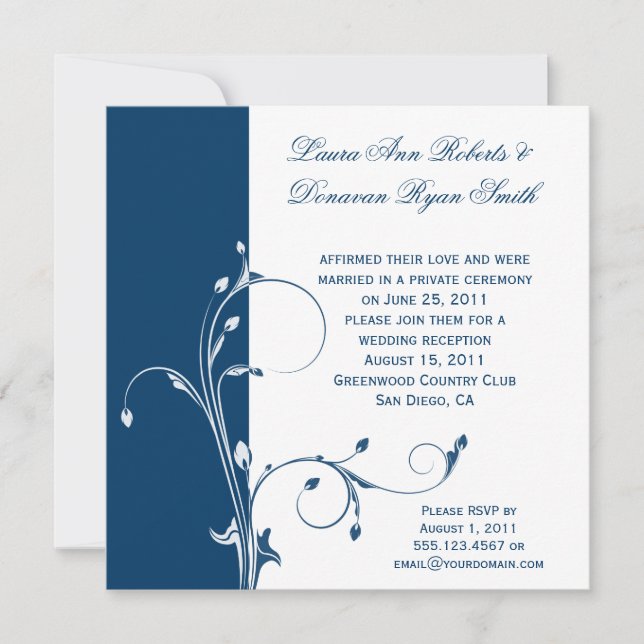 Invitación Boda de correo de floral blanca de la marina (Anverso)