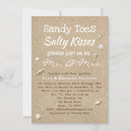 Invitación Boda de correos de arena blanca y tipografía blanc
