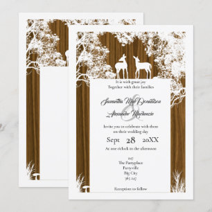 Invitación boda de corte de papel falso de los bosques rústic