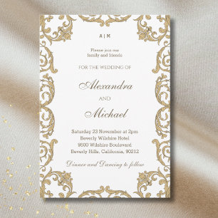 Invitación Boda de cosecha barroca monográfica Ornate
