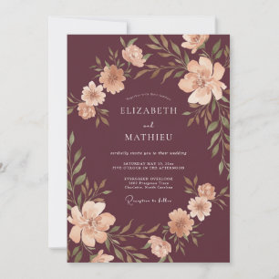 Invitación Boda de Cosecha Burgundy Pulida