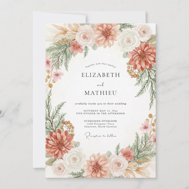 Invitación Boda de Cosecha Cálida de Terracota (Anverso)