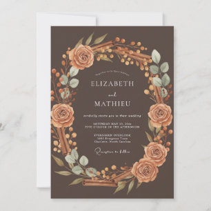 Invitación Boda de Cosecha Cálida Marrón Oscuro
