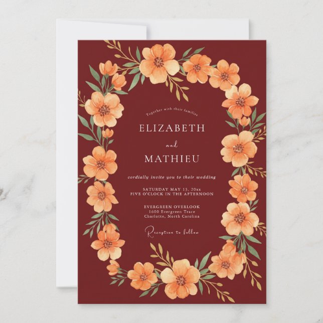 Invitación Boda de Cosecha Cautivadora de Albaricoque (Anverso)