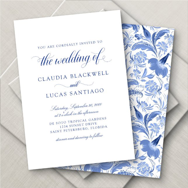 Invitación Boda de cosecha de chinas de la serie azul Delft (Subido por el creador)