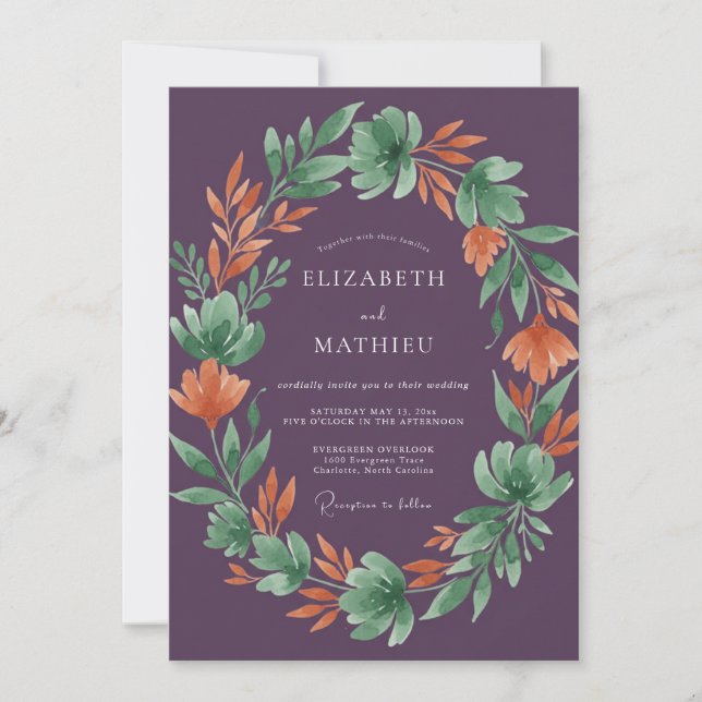 Invitación Boda de Cosecha de Ciruela Silenciada (Anverso)