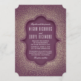 Invitación Boda de cosecha de ciruelas y Purpurinas de oro