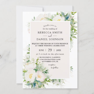 Invitación Boda de cosecha de color de agua blanca