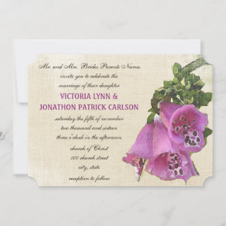 Invitación Boda de cosecha de color violeta de Snapdragon