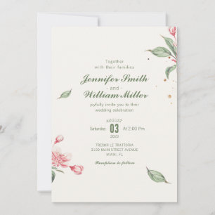 Invitación Boda de cosecha de flores rosadas