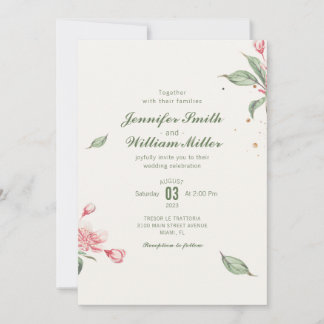 Invitación Boda de cosecha de flores rosadas