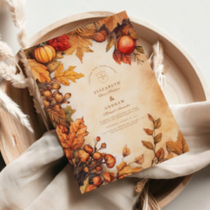 Invitación Boda de cosecha de otoño rústica