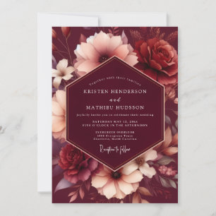 Invitación Boda de Cosecha Floral Carmesí Malhumorada