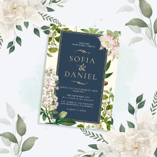 Invitación Boda de cosecha floral clásica