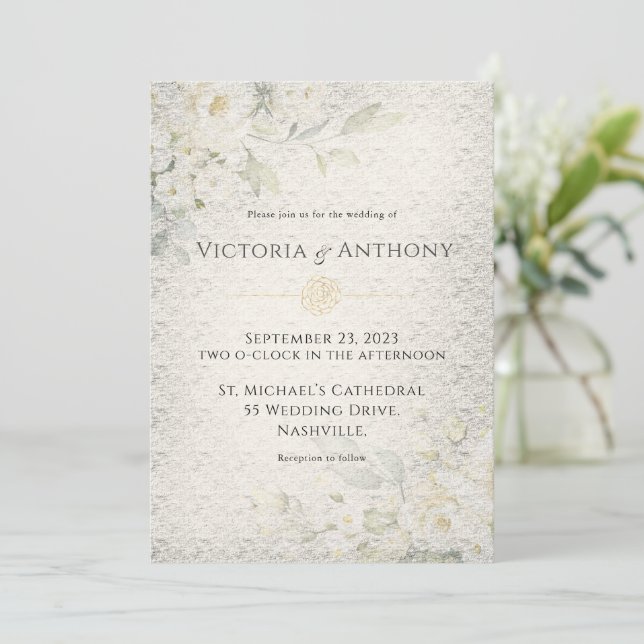 Invitación Boda de cosecha floral rústica (Anverso de pie)