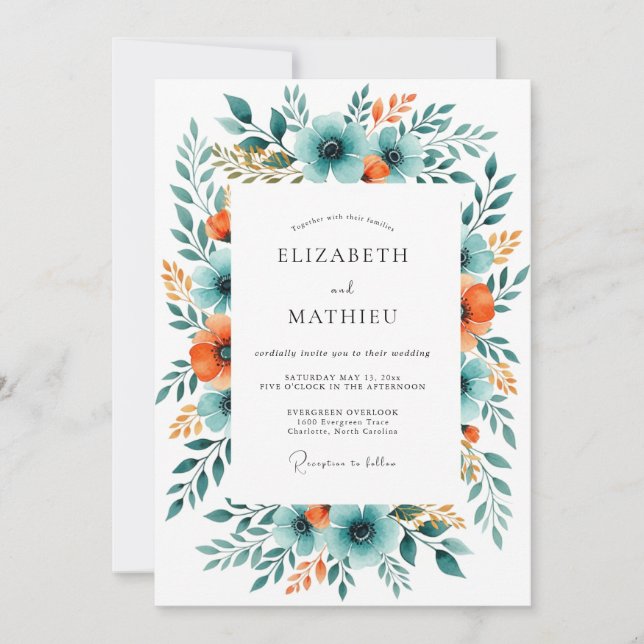 Invitación Boda de cosecha impresionante con óxido teal (Anverso)