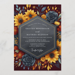 Invitación Boda de cosecha impresionante de Borgoña