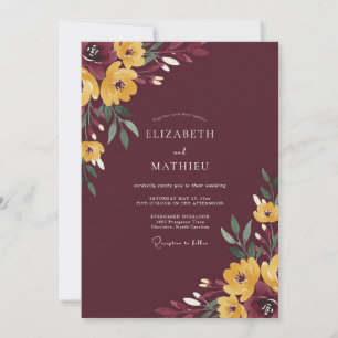 Invitación Boda de cosecha intensa en borgoña