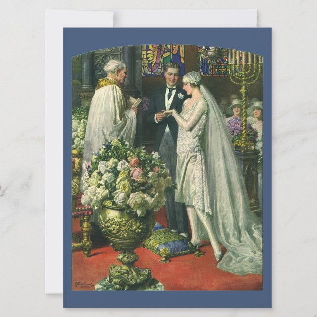 Invitación Boda de cosecha, novia y novio con Menorah (Anverso)
