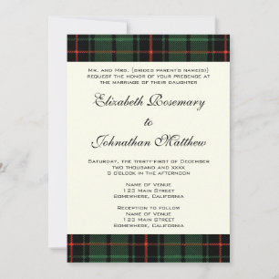 Invitación Boda de cosecha, patrón moderno de Tartán Davidson