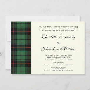 Invitación Boda de cosecha, patrón moderno de Tartán Davidson