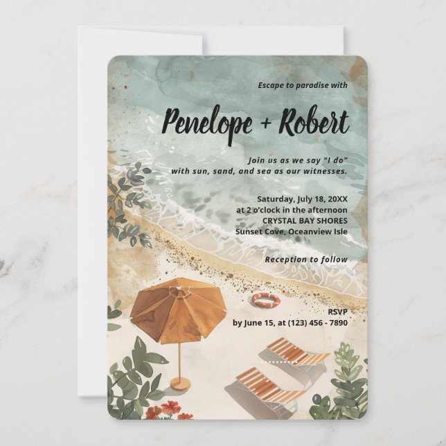 Invitación Boda de cosecha por el Boda del mar (Anverso)