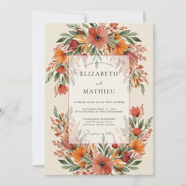 Invitación Boda de cosecha radiante de terracota (Anverso)