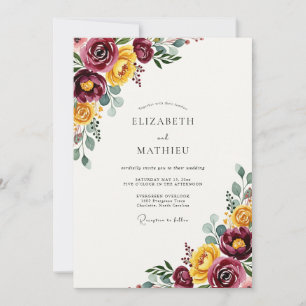 Invitación Boda de Cosecha Refinada de Borgoña