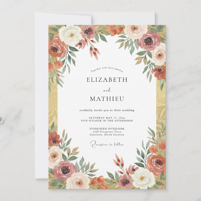 Invitación Boda de Cosecha Rica en Ámbar (Anverso)