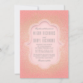 Invitación Boda de cosecha rosa y Purpurina de oro