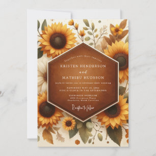 Invitación Boda de Cosecha Rústica de Vara de Oro