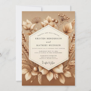 Invitación Boda de cosecha rústica en sepia