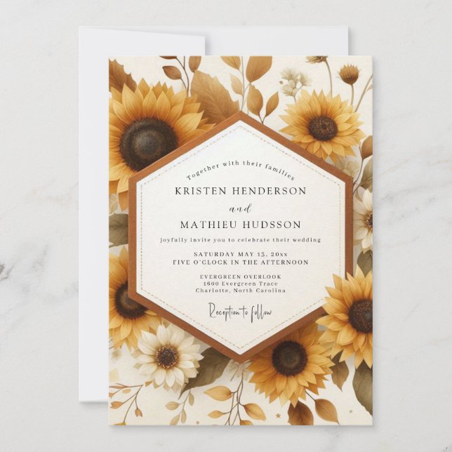 Invitación Boda de Cosecha Rústica Marigold (Anverso)