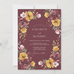 Invitación Boda de Cosecha Suntuosa Granate