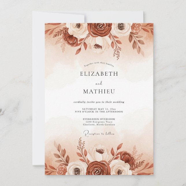 Invitación Boda de cosecha Terracotta Sunkissed (Anverso)