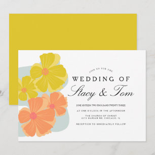 Invitación Boda de Cosmos de Floración de Primavera Dibujada
