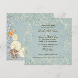 Invitación Boda de Cottage Floral junto al Mar con Conchas de