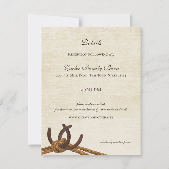 Invitación Boda de Country Rope y Horseshoes (Anverso)